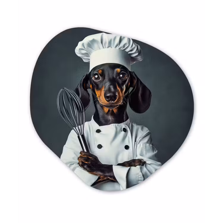 Hond - Garde - Kok Wandcirkel Organisch Plexiglas middel -3d