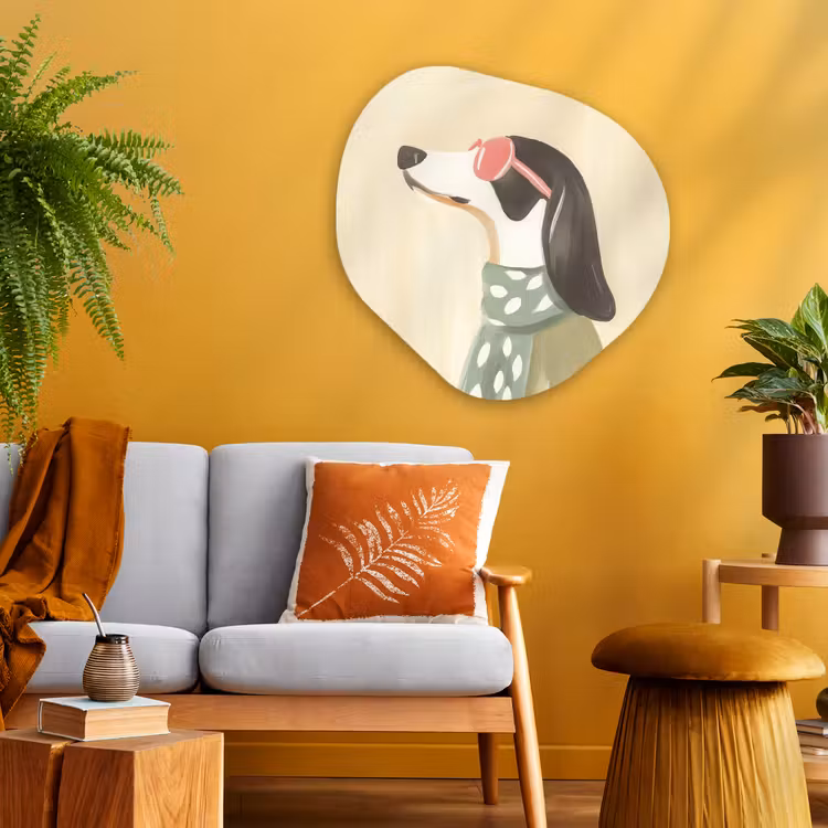 Hond - Zonnebril - Sjaal Wandcirkel Organisch Plexiglas middel -sfeer4
