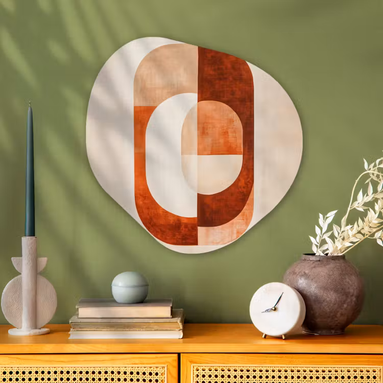 Illustratie - Abstract - Vormen - Rood Wandcirkel Organisch Plexiglas middel -sfeer2