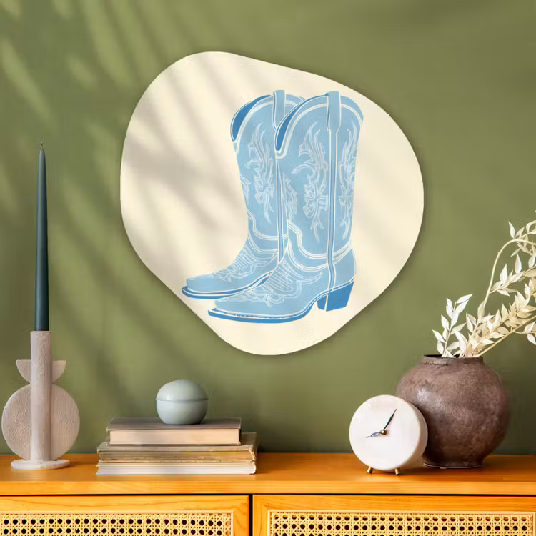 Illustratie - Cowboylaarzen - Patroon Wandcirkel Organisch Plexiglas middel -sfeer2