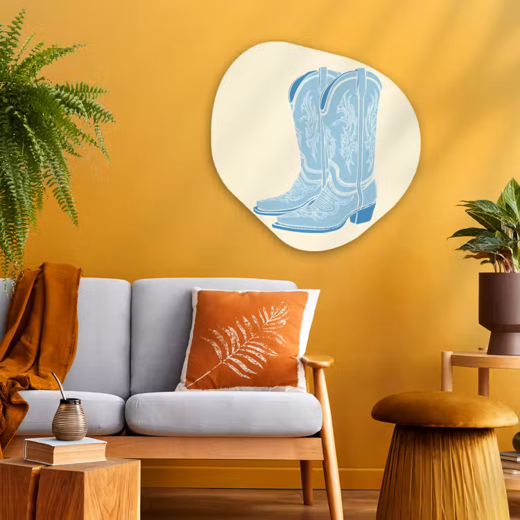 Illustratie - Cowboylaarzen - Patroon Wandcirkel Organisch Plexiglas middel -sfeer4