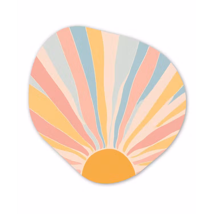 Illustratie - Zon - Pastelkleuren Wandcirkel Organisch Plexiglas middel -3d