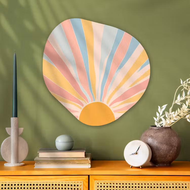 Illustratie - Zon - Pastelkleuren Wandcirkel Organisch Plexiglas middel -sfeer2
