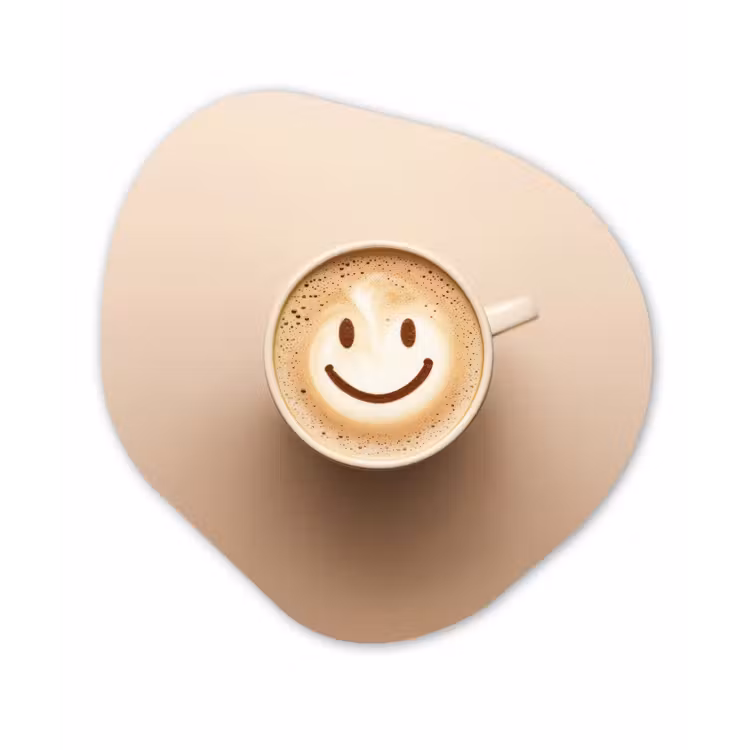 Koffie - Melkschuim - Lach - Beige Wandcirkel Organisch Plexiglas middel -3d