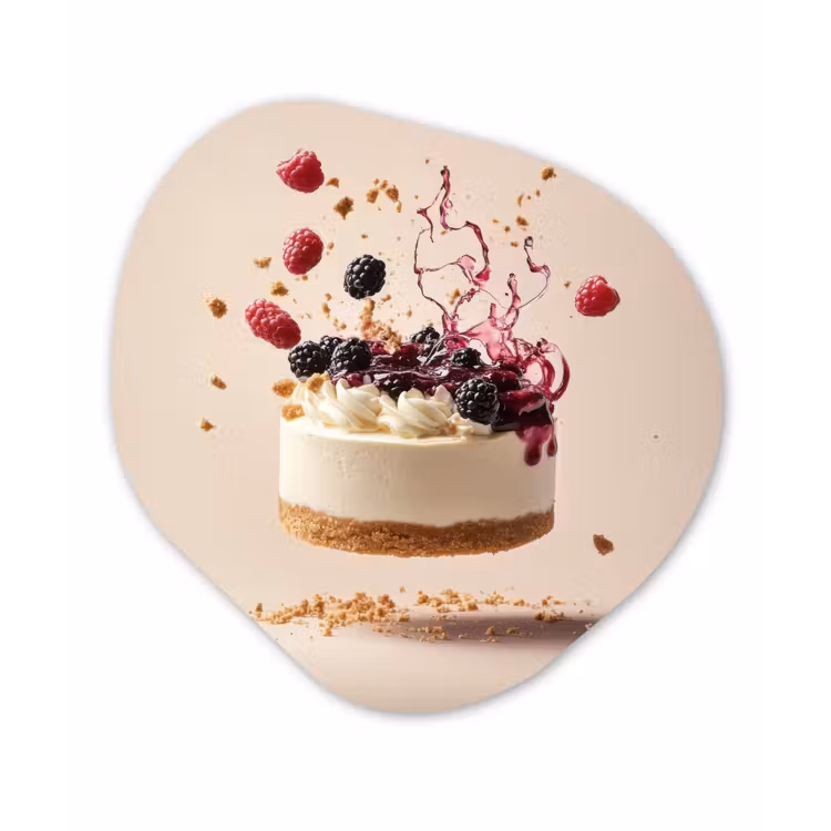 Cheesecake - Eten - Roze - Taart Wandcirkel Organisch Plexiglas middel -3d