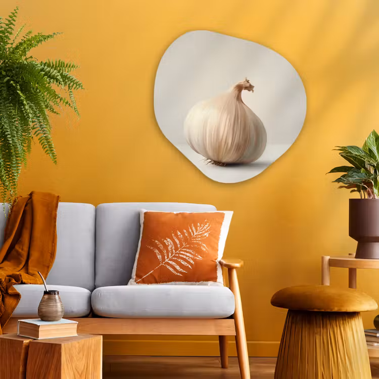 Knoflook - Natuurlijk - Beige Wandcirkel Organisch Plexiglas middel -sfeer4