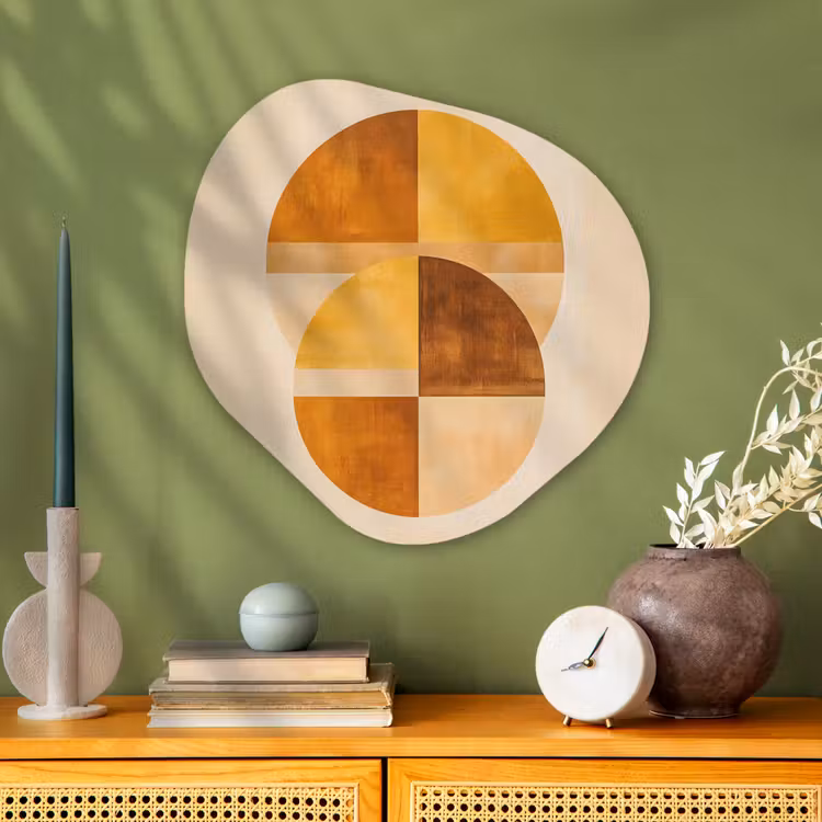 Cirkels - Geel - Minimalistisch Wandcirkel Organisch Plexiglas middel -sfeer2