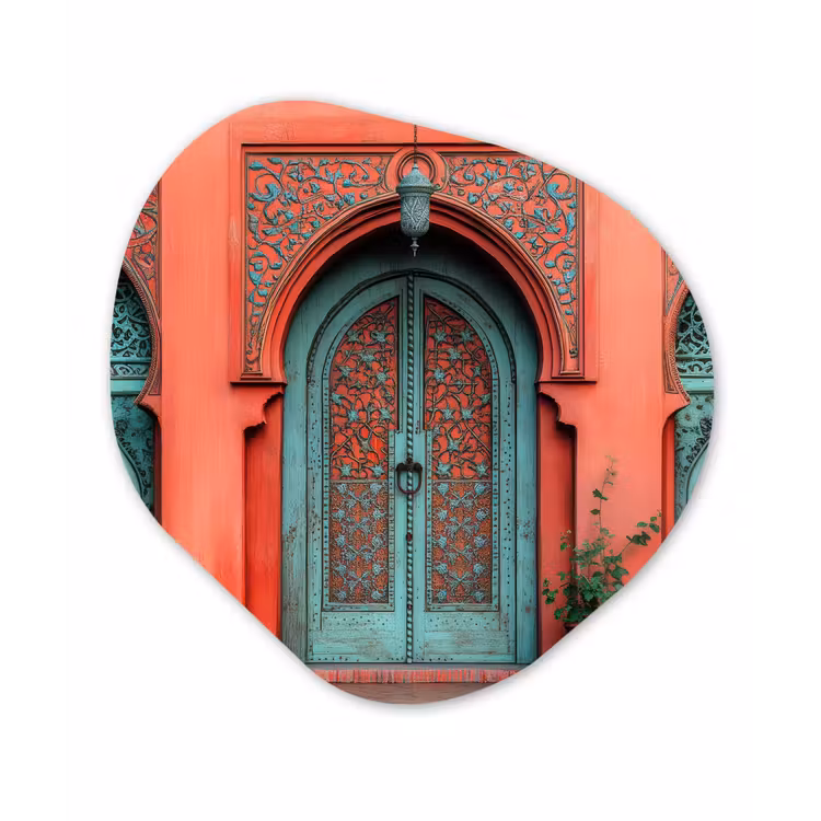 Lantaarn - Deur - Turquoise Wandcirkel Organisch Plexiglas middel -3d