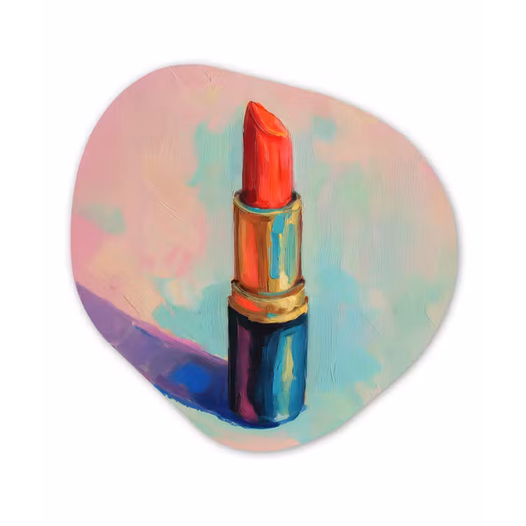 Lippenstift - Rood - Penseelstreken Wandcirkel Organisch Plexiglas middel -3d