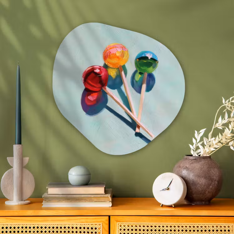 Lollys - Schaduw - Drie - Blauw Wandcirkel Organisch Plexiglas middel -sfeer2