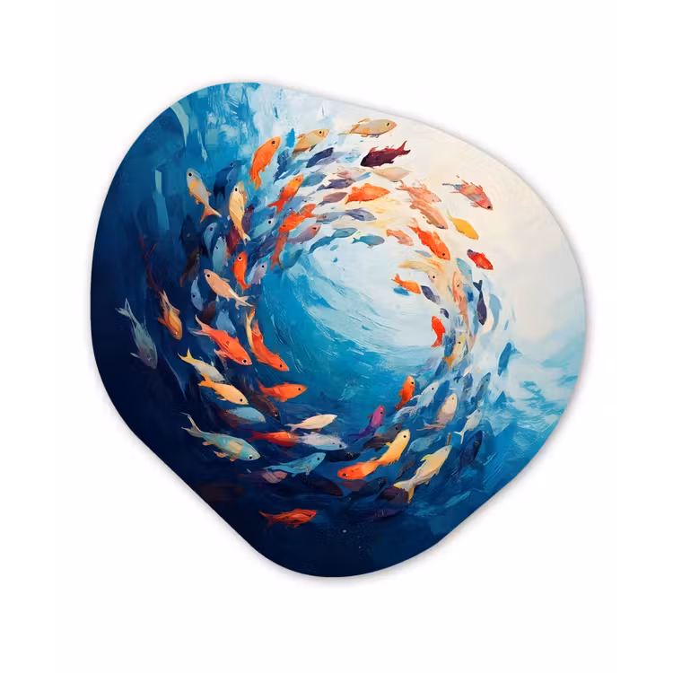Zee - Vissen - Kleurrijk - Dynamisch Wandcirkel Organisch Plexiglas middel -3d
