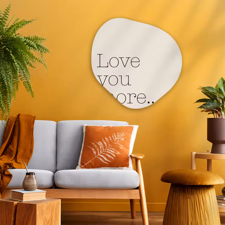 Minimalistisch - Love - Beige Wandcirkel Organisch Plexiglas middel -sfeer4