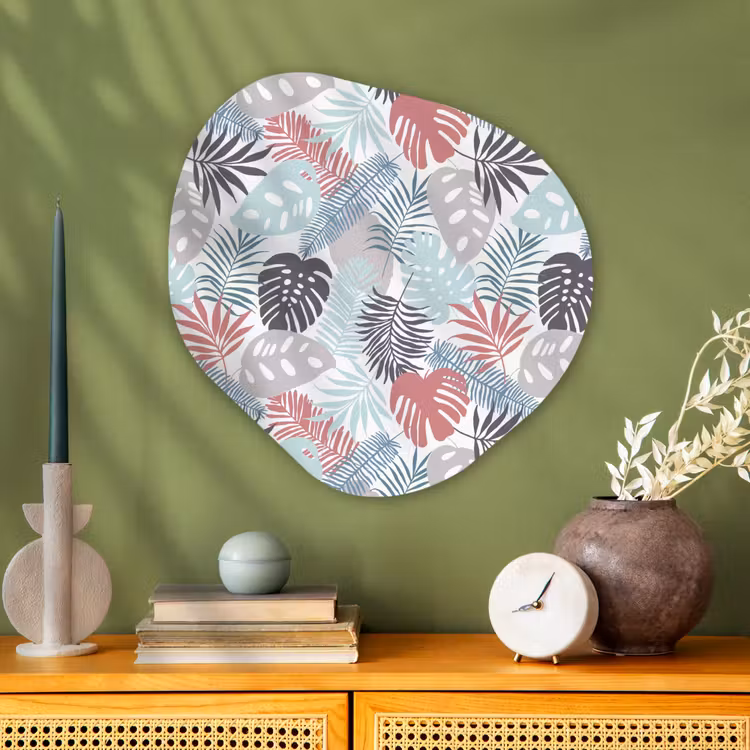 Monstera - Pastel - Bladeren - Tropical Wandcirkel Organisch Plexiglas middel -sfeer2