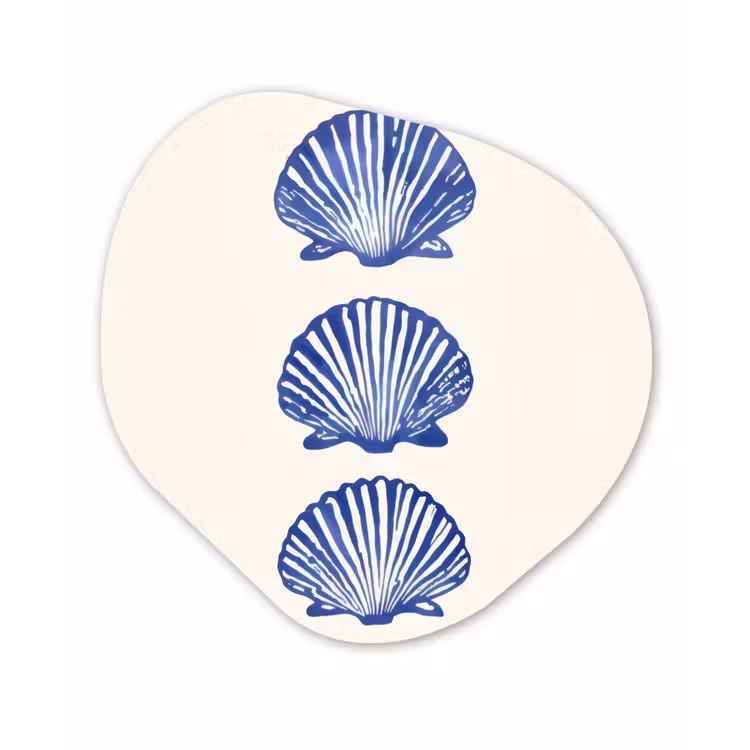 Schelpen - Blauw - Patroon Wandcirkel Organisch Plexiglas middel -3d