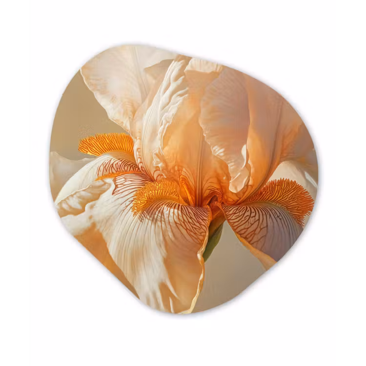 Close up - Oranje - Iris Wandcirkel Organisch Plexiglas middel -3d