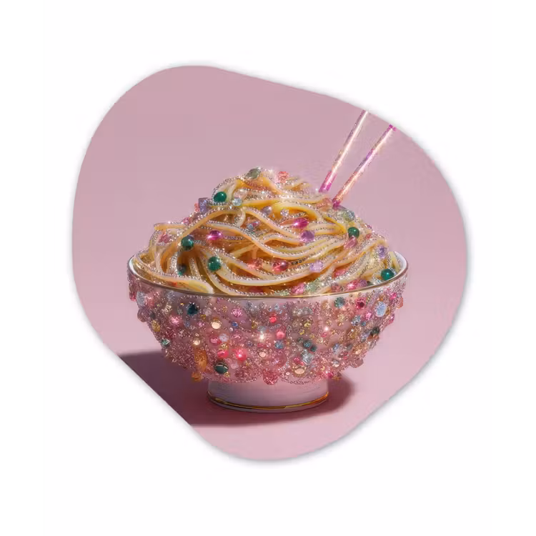 Noodles - Edelstenen - Stokjes - Roze Wandcirkel Organisch Plexiglas middel -3d