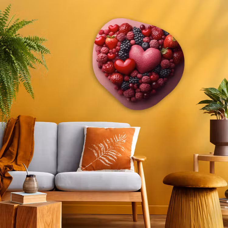 Fruit - Hartjes - Aardbeien - Frambozen - Bosbessen Wandcirkel Organisch Plexiglas middel -sfeer4