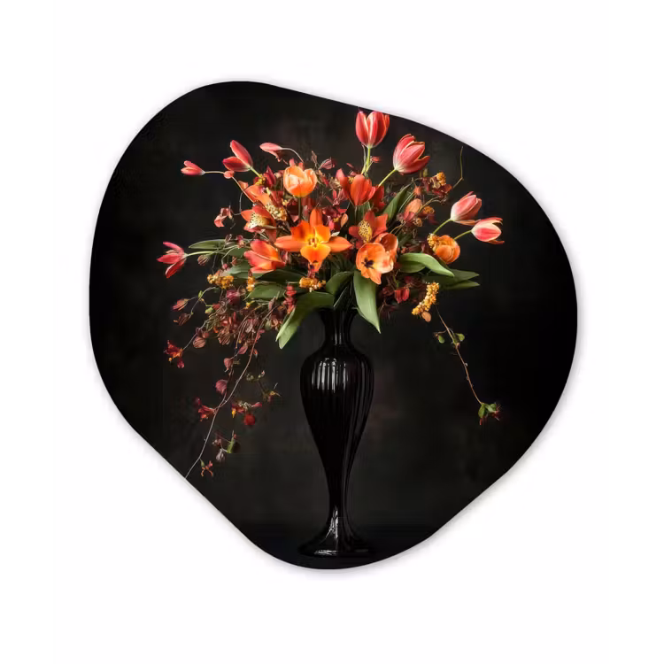 Sierlijk - Boeket - Vaas Wandcirkel Organisch Plexiglas middel -3d