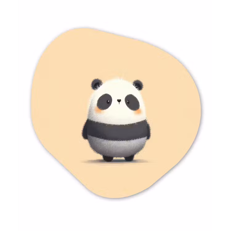 Panda - Beige - Minimalistisch Wandcirkel Organisch Plexiglas middel -3d