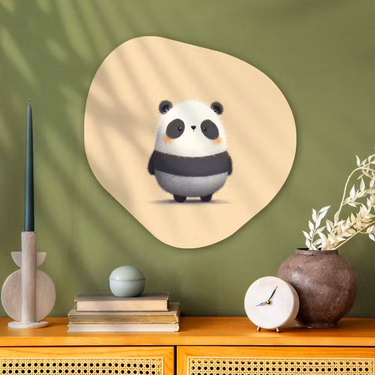Panda - Beige - Minimalistisch Wandcirkel Organisch Plexiglas middel -sfeer2