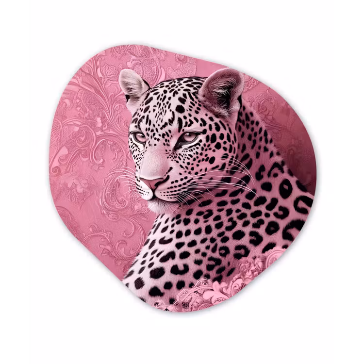 Panter - Luxe - Roze Wandcirkel Organisch Plexiglas middel -3d
