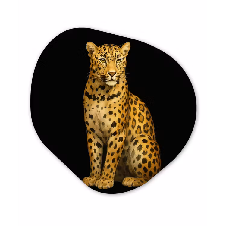 Panter - Realistisch - Bruin Wandcirkel Organisch Plexiglas middel -3d