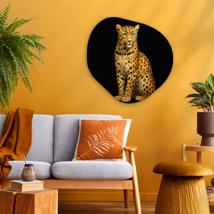 Panter - Realistisch - Bruin Wandcirkel Organisch Plexiglas middel -sfeer4