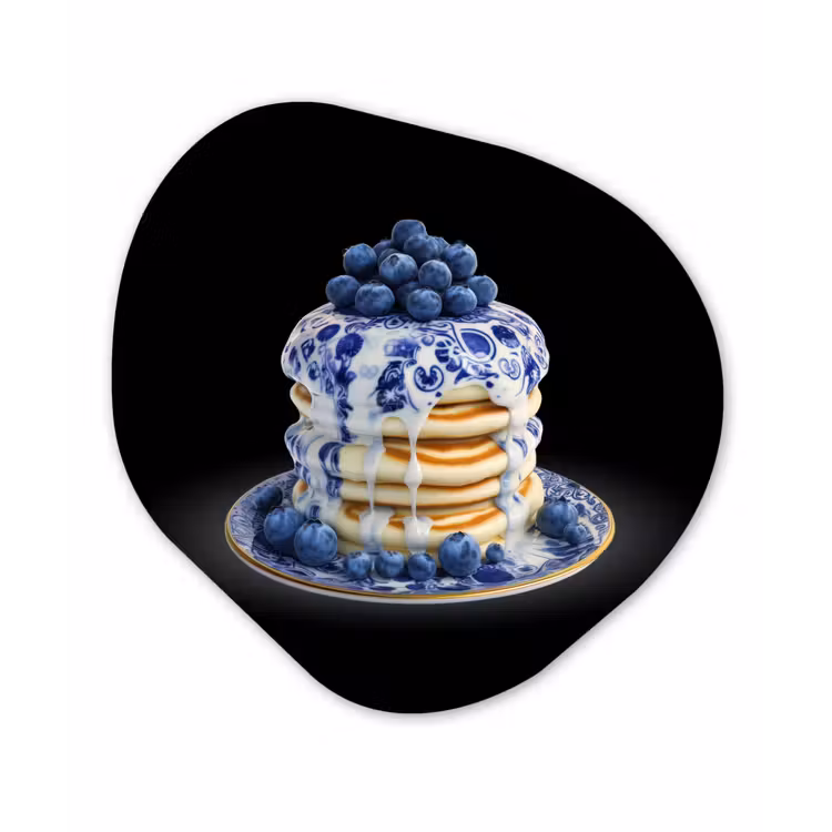 Pannenkoeken - Blauwe Bessen - Bord Wandcirkel Organisch Plexiglas middel -3d