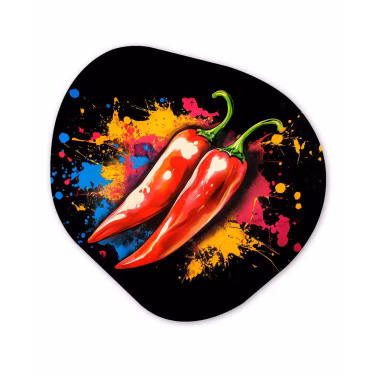 Peper - Graffiti - Verf - Abstract - Modern - Kleurrijk Wandcirkel Organisch Plexiglas middel -3d