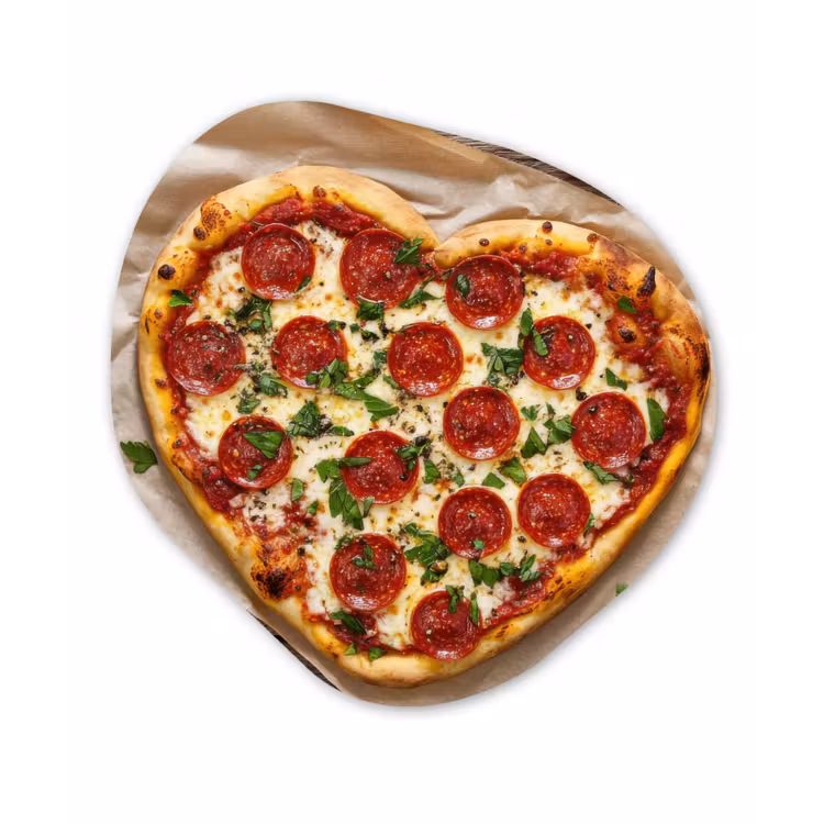 Pizza - Hart - Pepperoni - Tomaat Wandcirkel Organisch Plexiglas middel -3d