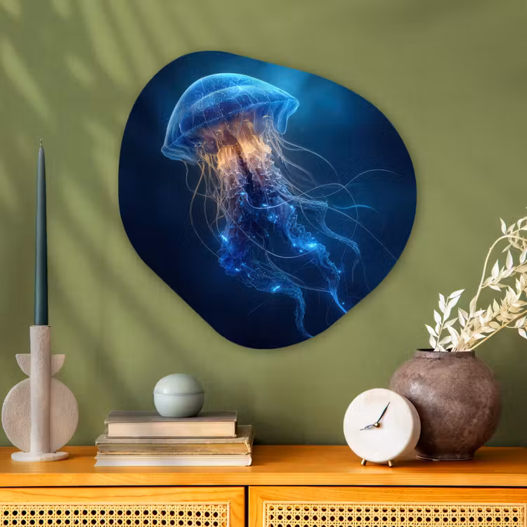 Kwal - Lichtgevend - Tentakels - Blauw Wandcirkel Organisch Plexiglas middel -sfeer2