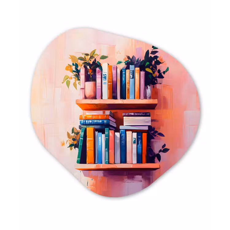 Planken - Boeken - Bladeren Wandcirkel Organisch Plexiglas middel -3d