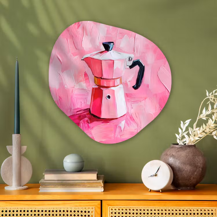Roze - Verf - Coffee Wandcirkel Organisch Plexiglas middel -sfeer2