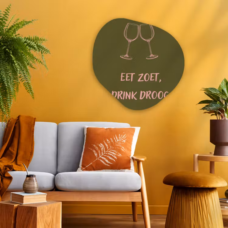 Roze - Groen - Wijn - Quote Wandcirkel Organisch Plexiglas middel -sfeer4