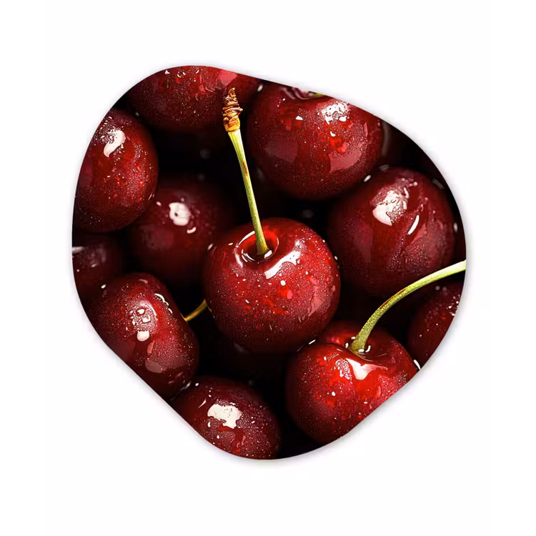 Rood - Fruit - Kersen Wandcirkel Organisch Plexiglas middel -3d