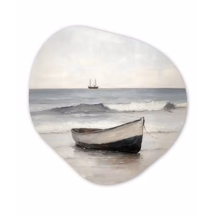 Roeiboot - Zee - Horizon Wandcirkel Organisch Plexiglas middel -3d