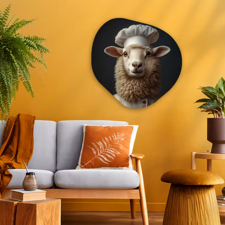 Schaap - Wol - Kok Wandcirkel Organisch Plexiglas middel -sfeer4