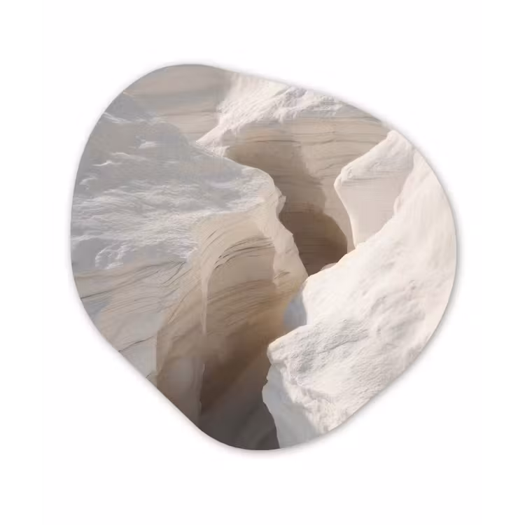 Kloof - Wit - Sneeuw Wandcirkel Organisch Plexiglas middel -3d