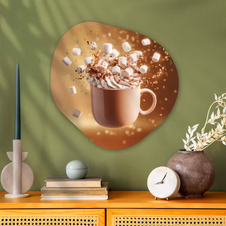 Chocomelk - Drinken - Warm - Bruin Wandcirkel Organisch Plexiglas middel -sfeer2