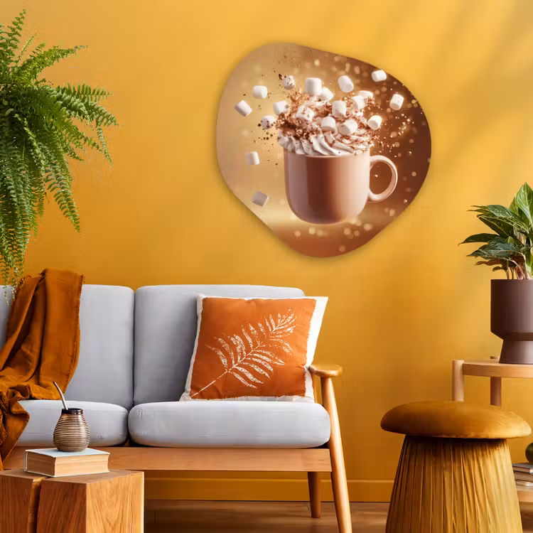 Chocomelk - Drinken - Warm - Bruin Wandcirkel Organisch Plexiglas middel -sfeer4