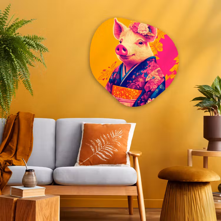 Varken - Bloemkroon - Kimono - Abstract Wandcirkel Organisch Plexiglas middel -sfeer4