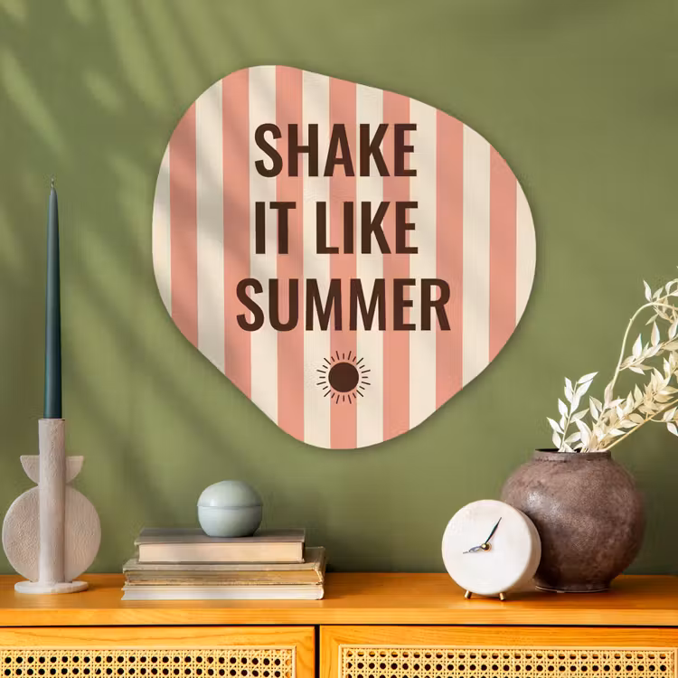 Zomer - Quote - Strepen Wandcirkel Organisch Plexiglas middel -sfeer2