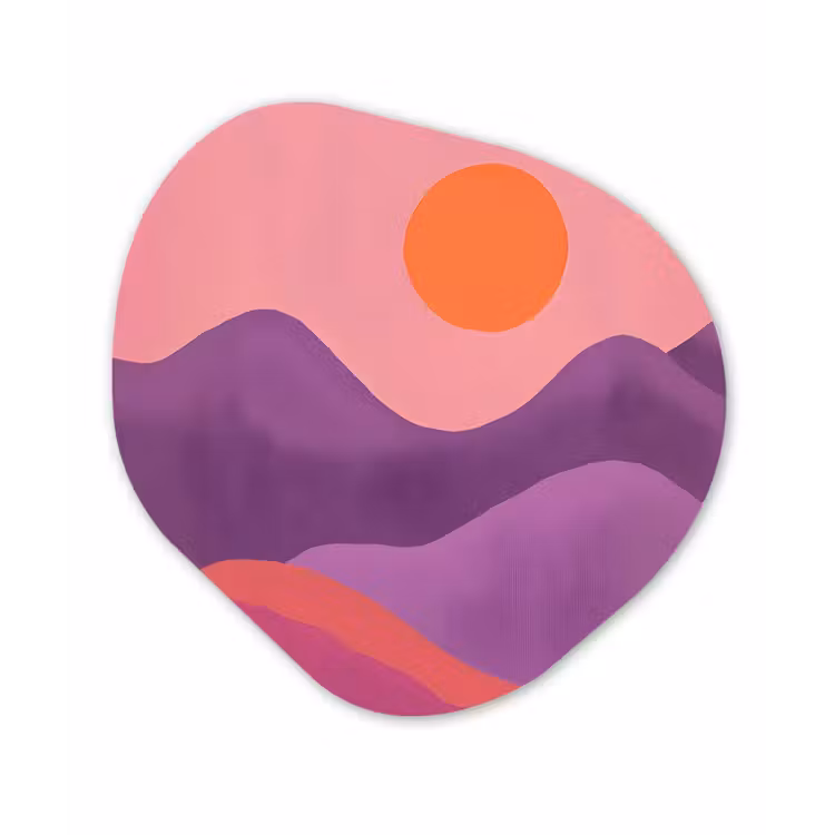 Zon - Heuvels - Paars - Abstract Wandcirkel Organisch Plexiglas middel -3d