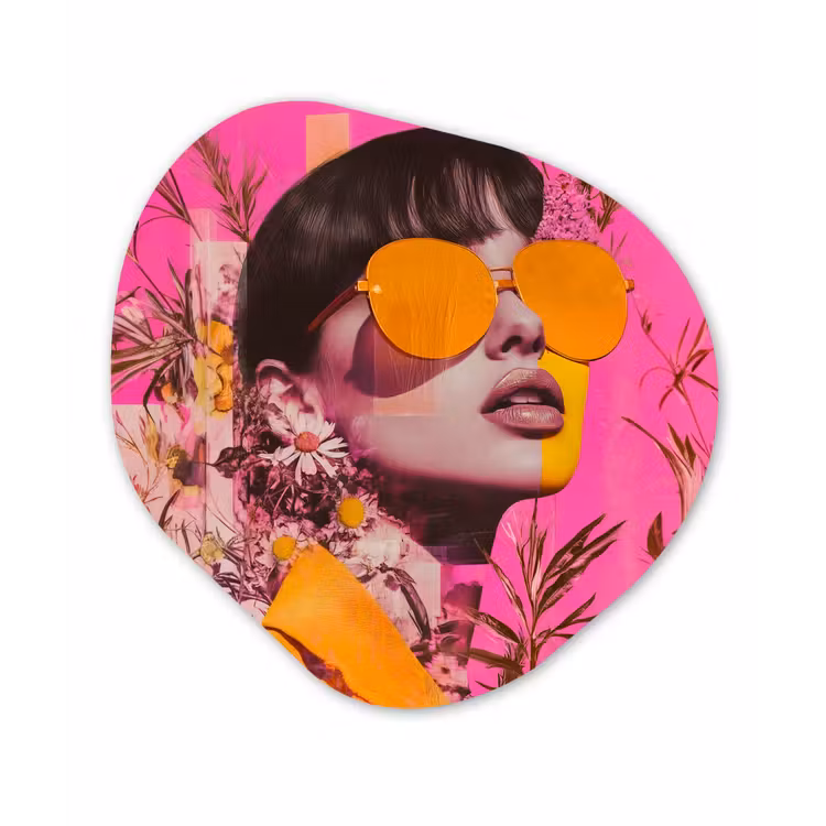 Zonnebril - Oranje - Vrouw - Planten Wandcirkel Organisch Plexiglas middel -3d