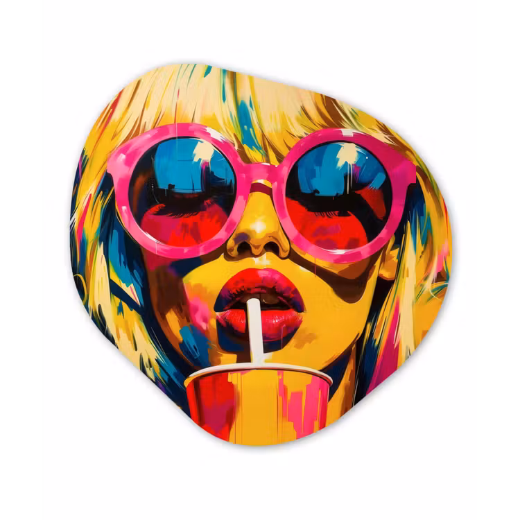 Zonnebril - Roze - Vrouw - Rietje Wandcirkel Organisch Plexiglas middel -3d