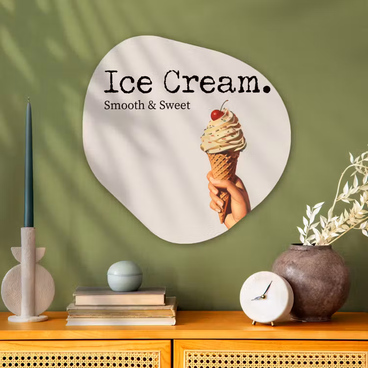 Ice cream - Softijs - Kleurrijk - Kers Wandcirkel Organisch Plexiglas middel -sfeer2