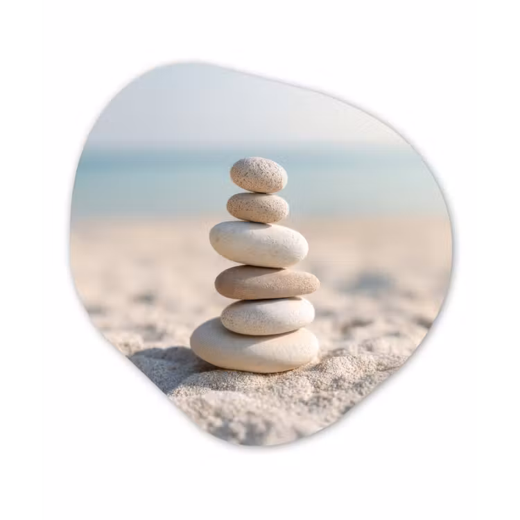 Stenen - Stapel - Zand - Zee Wandcirkel Organisch Plexiglas middel -3d