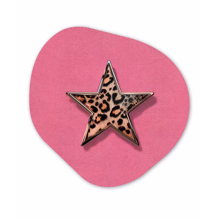 Ster - Luipaard - Print - Roze Wandcirkel Organisch Plexiglas middel -3d