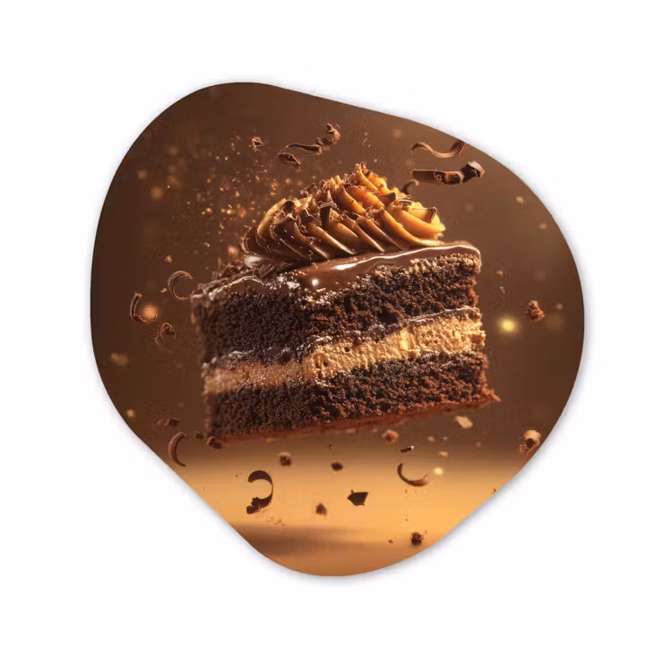 Taart - Chocolade - Eten - Brownie Wandcirkel Organisch Plexiglas middel -3d