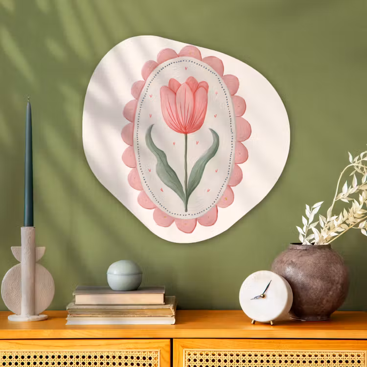 Tulp - Lijst - Ovaal - Illustratie Wandcirkel Organisch Plexiglas middel -sfeer2